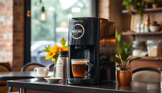 A Nescafe coffee machine in a cozy Delhi cafe