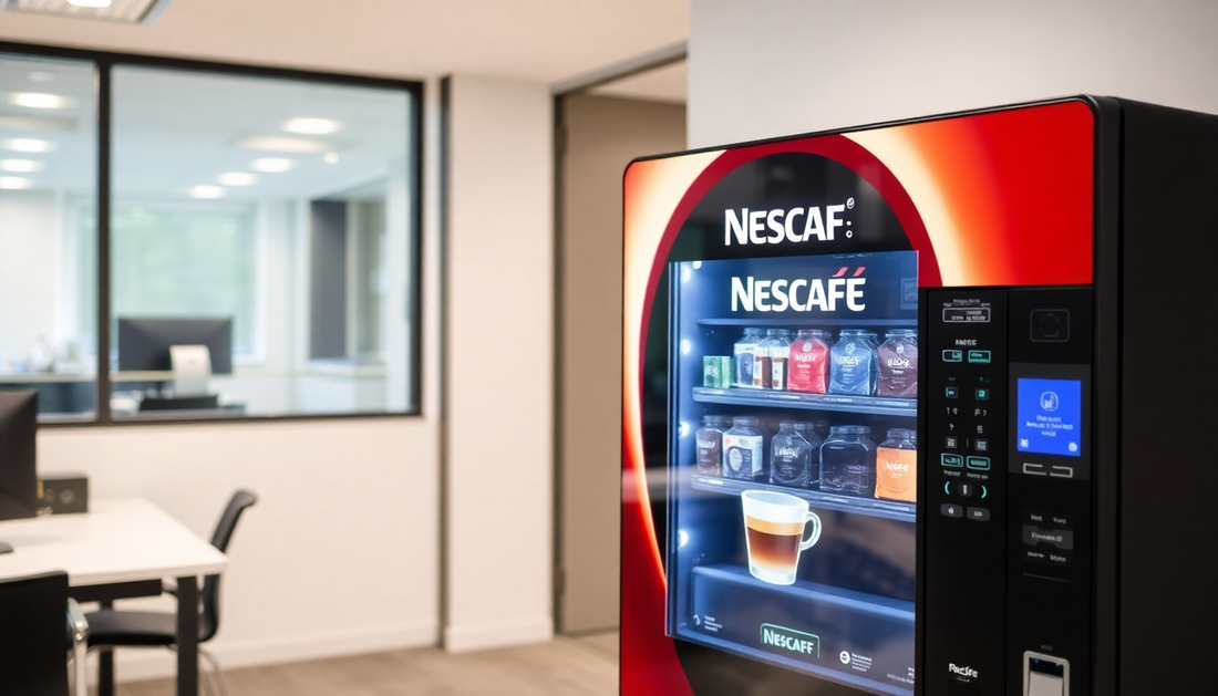 A Nescafe premix coffee vending machine in an office
