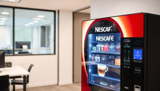 A Nescafe premix coffee vending machine in an office