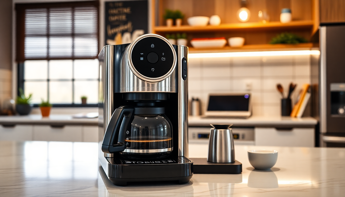 Modern tea coffee machine in a cozy office kitchen