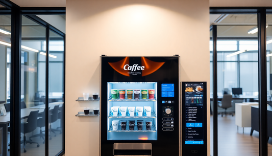 Modern coffee vending machine in an office setting