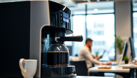 A modern tea coffee machine in a busy office