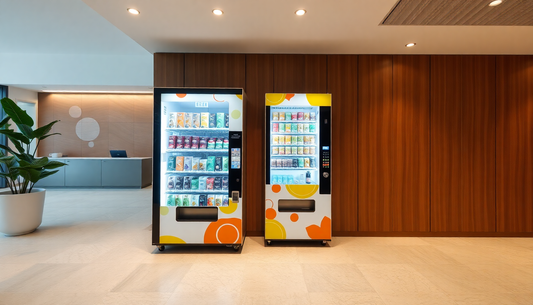 Automatic tea and coffee vending machine in office lobby