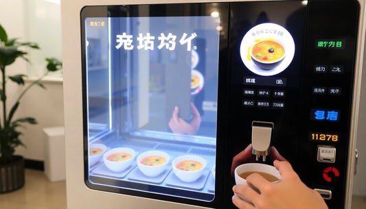 Automatic soup vending machine dispensing hot soup