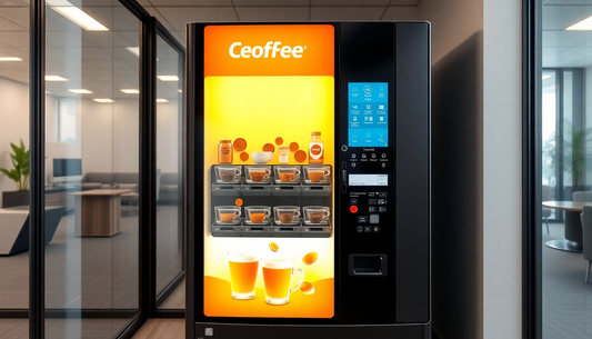 A modern tea coffee vending machine in an office