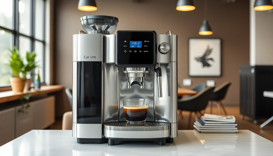 Modern coffee machine in a stylish office setting