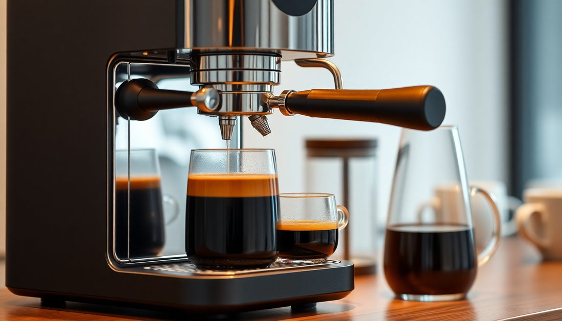 Modern coffee maker machine brewing fresh coffee