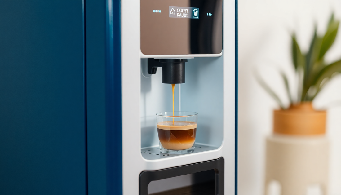 Close-up of a coffee vending machine brewing a fresh cup of espresso for coffee vending machine reviews Amazon