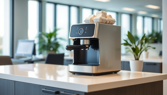 Modern coffee machine on an office countertop