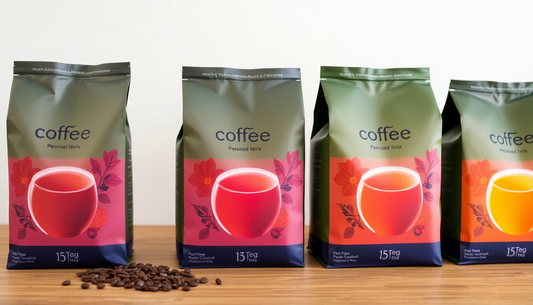 Boxes of premix coffee and tea ready for delivery