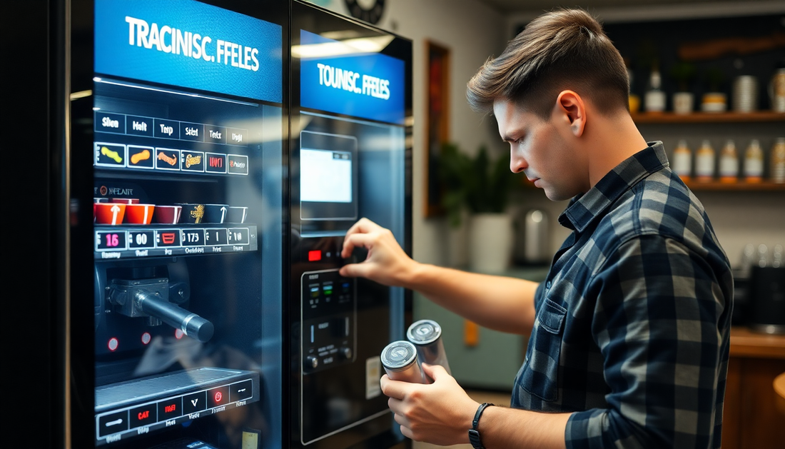 Technician performing coffee vending machine repair Noida service on a modern coffee vending machine