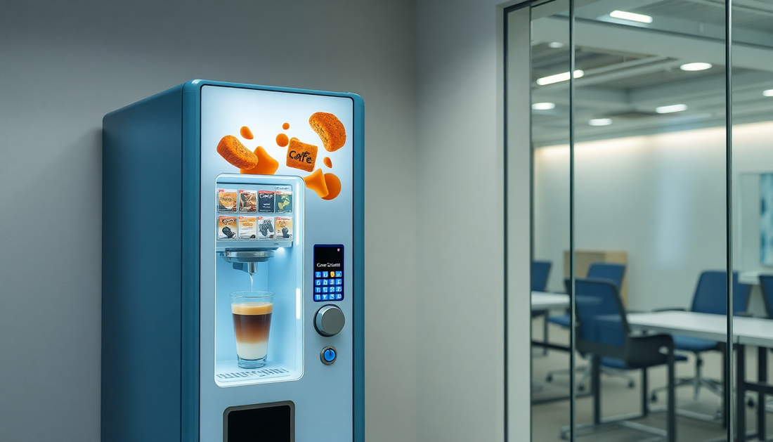 Modern coffee vending machine in a Delhi office