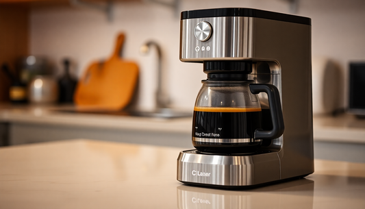 Modern drip coffee maker brewing fresh coffee on a kitchen counter best Amazon coffee makers 2025