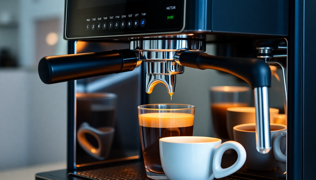 Modern Atlantis coffee machine brewing fresh coffee