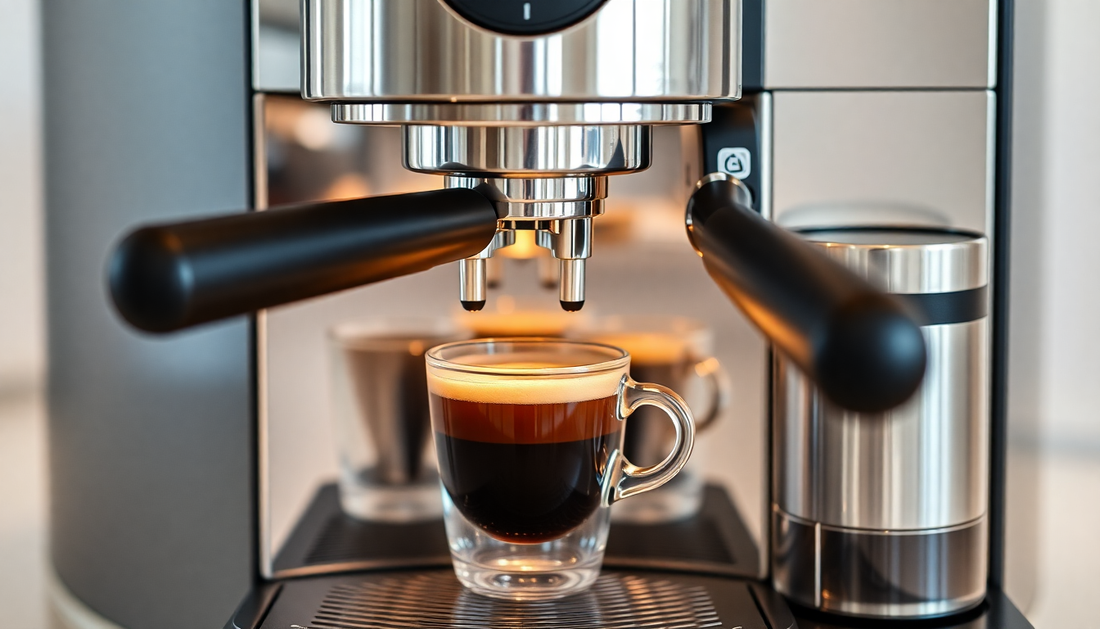 Modern Atlantis coffee machine brewing fresh coffee