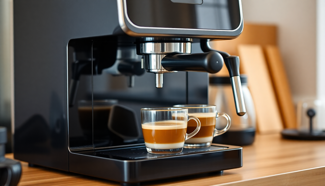 A modern coffee machine brewing fresh coffee