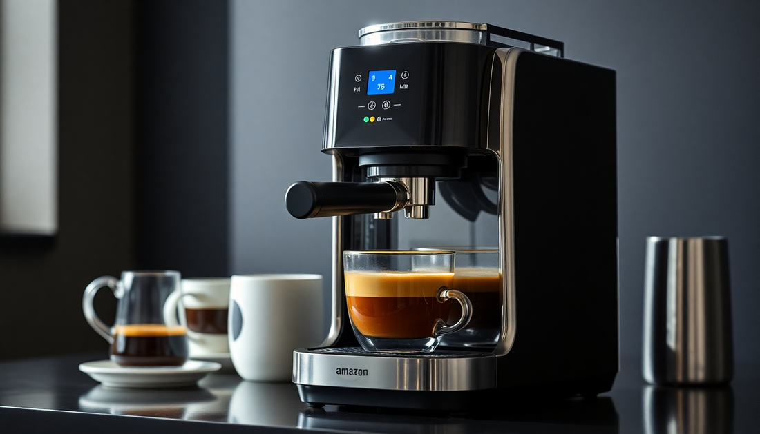 A sleek Amazon Atlantis coffee machine brewing coffee