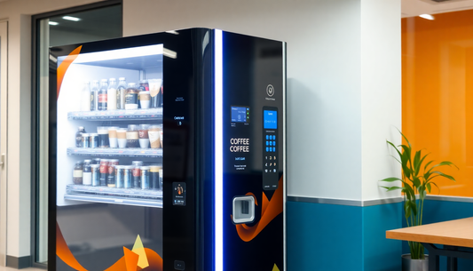 Modern coffee machine for home India setup in a stylish office with drinks displayed inside