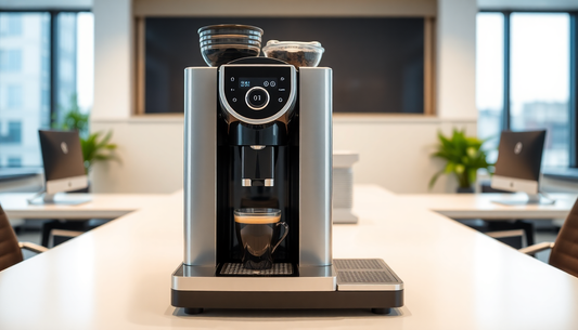 Modern coffee machine in a corporate office setting