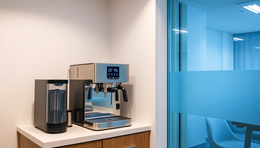 A coffee machine being installed in an office in Noida