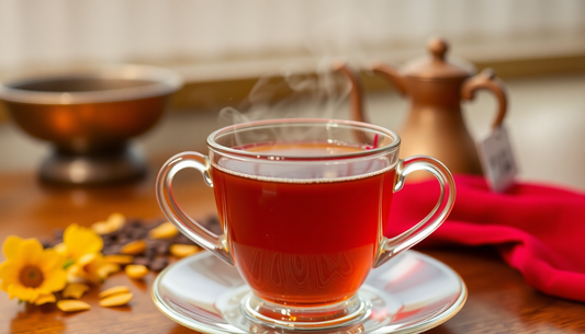 A steaming cup of tea with tea premix packets in Delhi