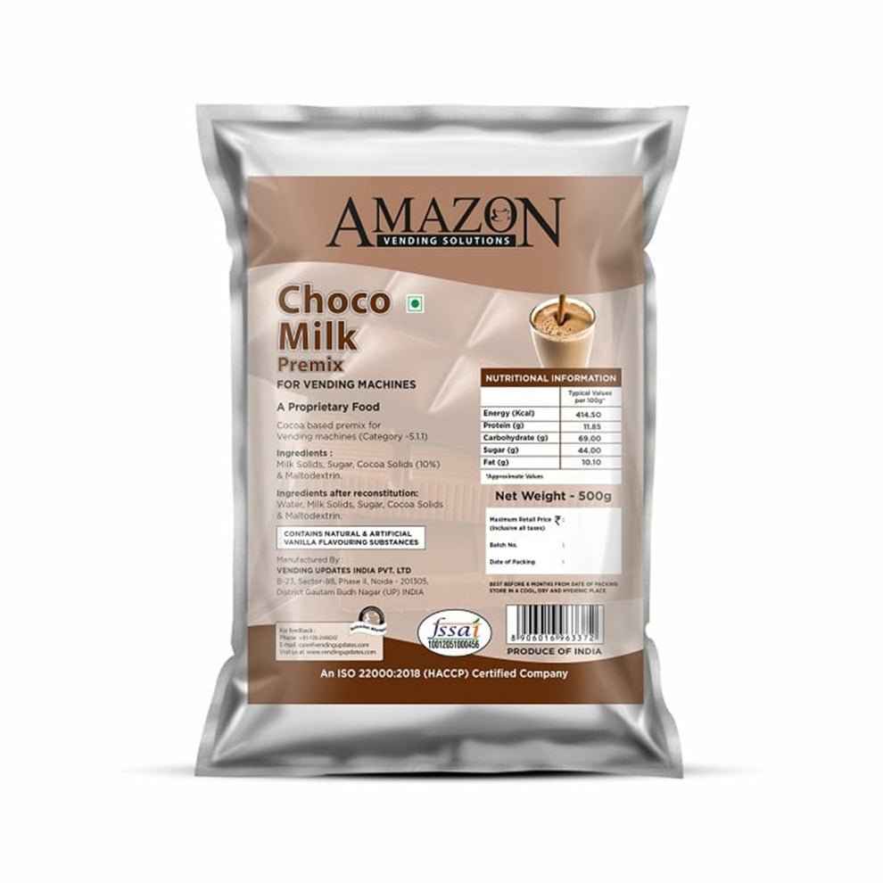 Amazon chocolate milk premix for vending machines 500g pack from Tea coffee vending service