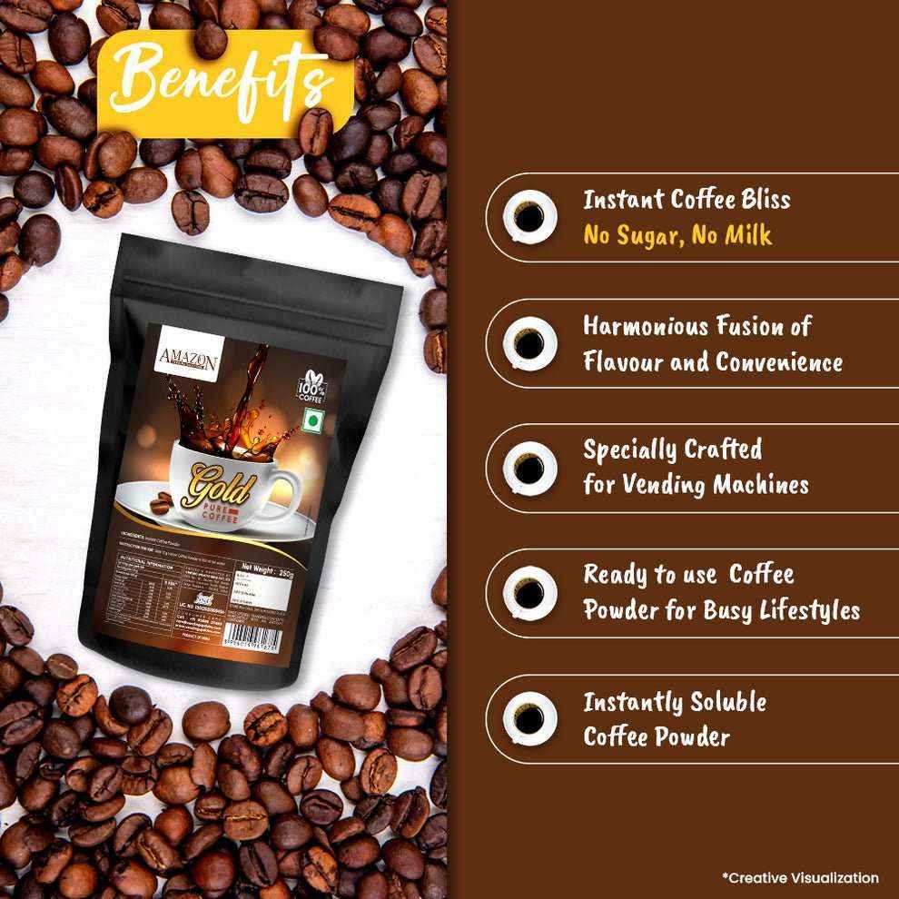 Amazon Gold Instant Coffee Powder 250g - Rich & Smooth - COFFEE WALLA CALL ANY REQUIREMENT 99397588888 24*7