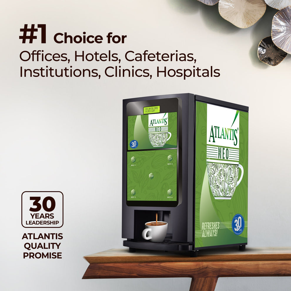 ATLANTIS NEO 3-Lane Tea and Coffee Vending Machine - Dedicated Hot Water - COFFEE WALLA CALL ANY REQUIREMENT 99397588888 24*7