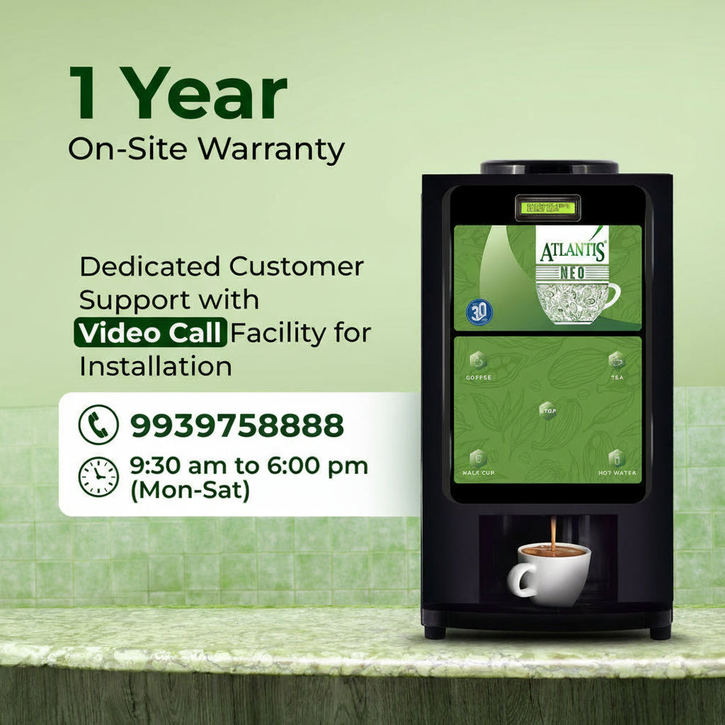 ATLANTIS NEO 3-Lane Tea and Coffee Vending Machine - Dedicated Hot Water - COFFEE WALLA CALL ANY REQUIREMENT 99397588888 24*7