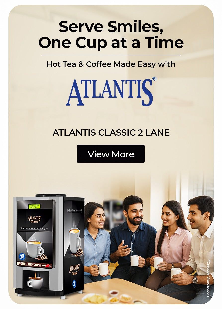ATLANTIS CLASSIC 2 Lane Tea and Coffee Vending Machine 3 Ltrs hot Tank - COFFEE WALLA CALL ANY REQUIREMENT 99397588888 24*7