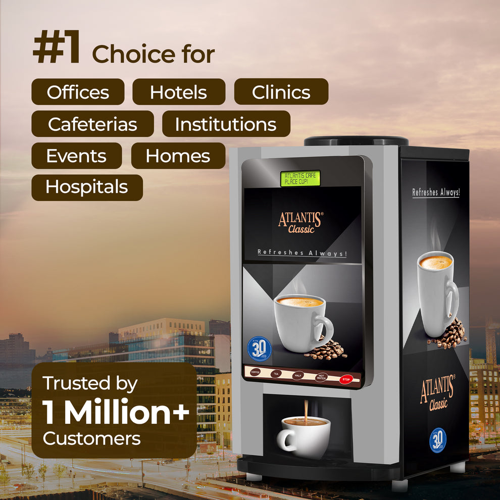ATLANTIS CLASSIC 2 Lane Tea and Coffee Vending Machine 3 Ltrs hot Tank - COFFEE WALLA CALL ANY REQUIREMENT 99397588888 24*7