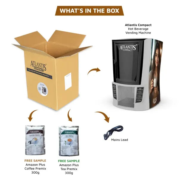 ATLANTIS COMPACT 2-Lane Hot Beverage Dispenser | Perfect for Small Spaces | Energy-Efficient, Cost Effective Solution - COFFEE WALLA CALL ANY REQUIREMENT 99397588888 24*7