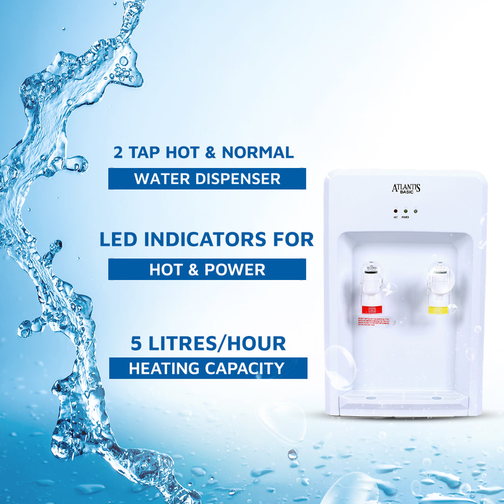 ATLANTIS BASIC Table Top Water Dispenser | Hot-Normal Only (NO COLD) - COFFEE WALLA CALL ANY REQUIREMENT 99397588888 24*7