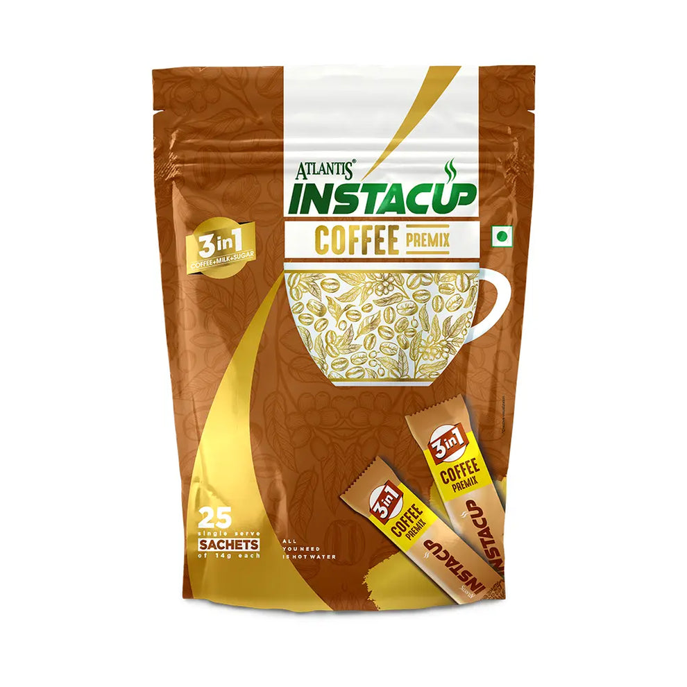 ATLANTIS INSTACUP 3-IN-1 Coffee Premix Sachets - COFFEE WALLA CALL ANY REQUIREMENT 99397588888 24*7
