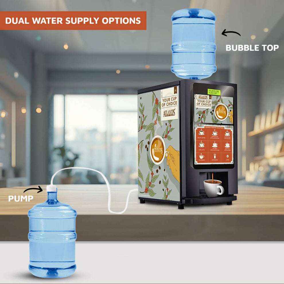 Atlantis Select 7 Option Coffee Machine with dual water supply options using bubble top and pump
