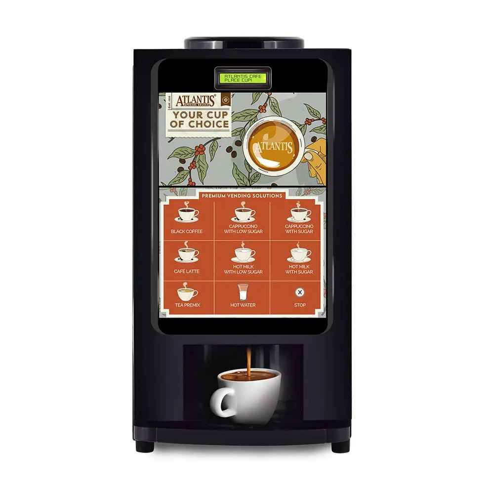 Atlantis select coffee machine by Tea Coffee Vending Service dispensing a cup of coffee