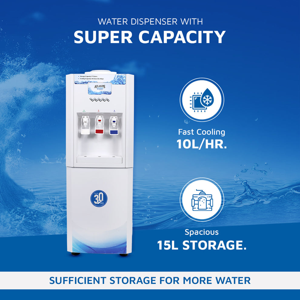 ATLANTIS SUPER Floor Standing Water Dispenser with RO Compatible (Available Space for RO Setup)- 3 Taps (15l Large Cold Tank Capacity) free delivery all over India - COFFEE WALLA CALL ANY REQUIREMENT 99397588888 24*7