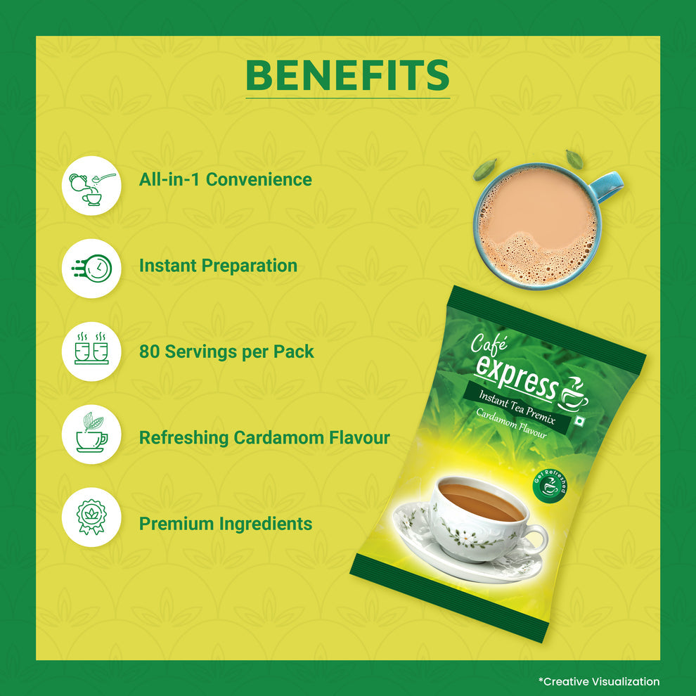 Atlantis Cafe Express 3in1 Cardamom Tea Premix 1kg Pack - COFFEE WALLA CALL ANY REQUIREMENT 99397588888 24*7