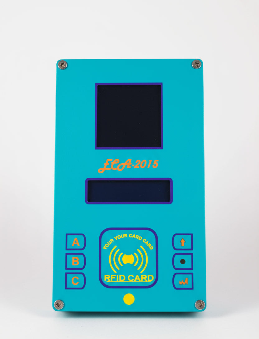 Blue WiFi NFC UPI coffee vending payment solution device with RFID card reader and display screen