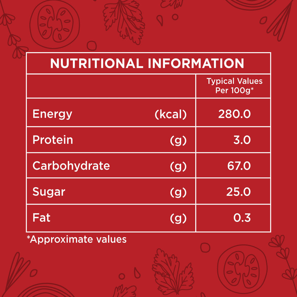 Nutritional information label for ATLANTIS SOUP PREMIX 500 gm showing energy protein carbohydrate sugar and fat values