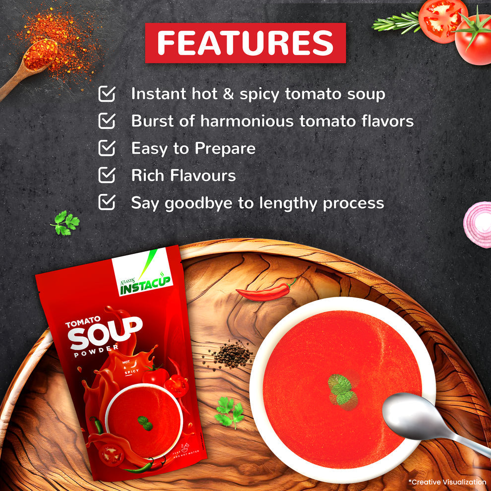 ATLANTIS SOUP PREMIX 500 gm instant hot spicy tomato soup powder with rich flavours and easy preparation