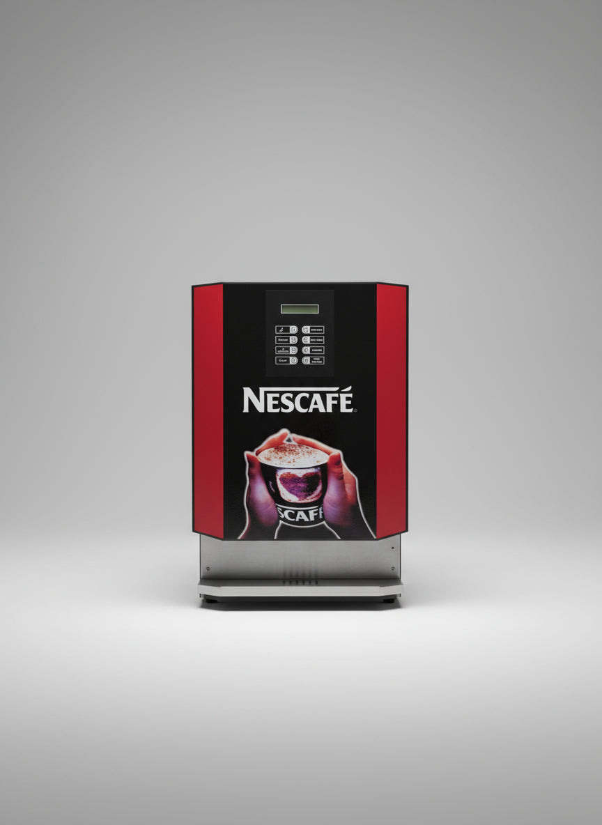 Nescafe 8 multi option multi vending machine with digital keypad and coffee cup image on front