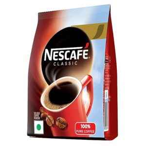 Nescafe Classic 500g coffee for vending machines packaged in a red and brown bag with a steaming cup of coffee image