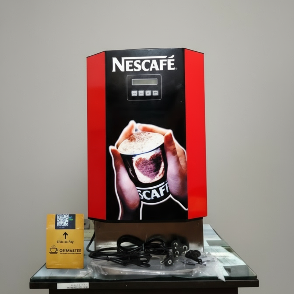 Nescafe vending machine with UPI payment option and red-black design by Tea coffee vending service