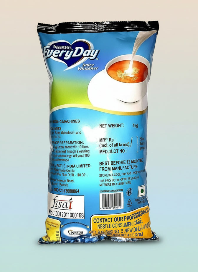 Nestle Everyday dairy whitener 1kg pack for tea and coffee vending with easy pouring design