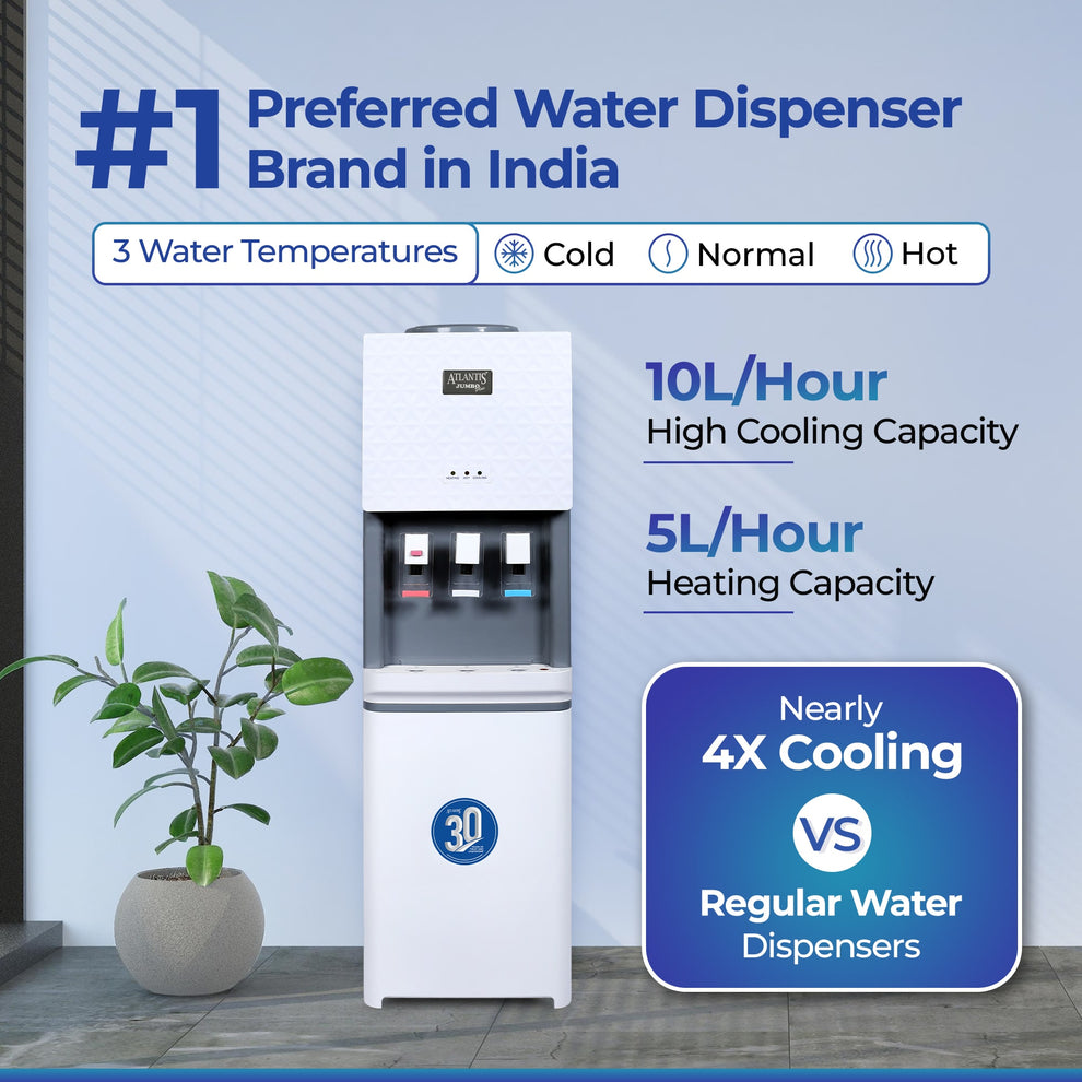 ATLANTIS JUMBO PLUS (Hot, Normal & Cold ) Floor Standing Water Dispenser | 10Litres/Hour High Cooling Capacity - COFFEE WALLA CALL ANY REQUIREMENT 99397588888 24*7