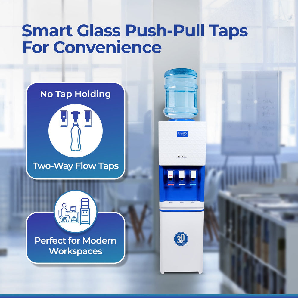ATLANTIS BIG PLUS | 5L/Hour Cooling Capacity | 8L Cold Tank Storage | Smart Glass Push-Pull Taps | 1 Year Warranty | Hot, Normal & Cold Water - COFFEE WALLA CALL ANY REQUIREMENT 99397588888 24*7