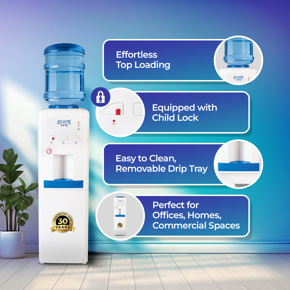 ATLANTIS ONE | Unique Single Outlet Design | Smart Push Buttons | Hot, Normal & Cold Water | 3L/Hour Cooling Capacity | 1 Year Warranty | Child Lock - COFFEE WALLA CALL ANY REQUIREMENT 99397588888 24*7