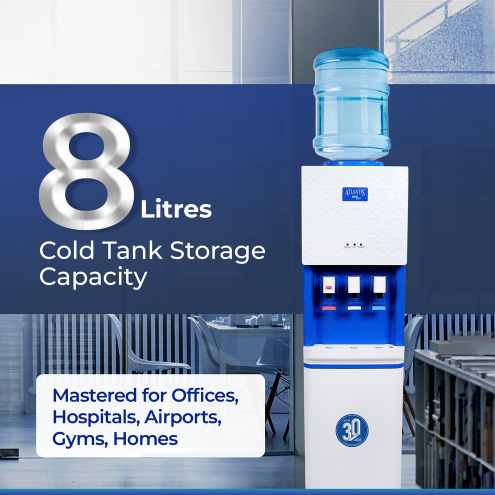 ATLANTIS BIG PLUS | 5L/Hour Cooling Capacity | 8L Cold Tank Storage | Smart Glass Push-Pull Taps | 1 Year Warranty | Hot, Normal & Cold Water - COFFEE WALLA CALL ANY REQUIREMENT 99397588888 24*7